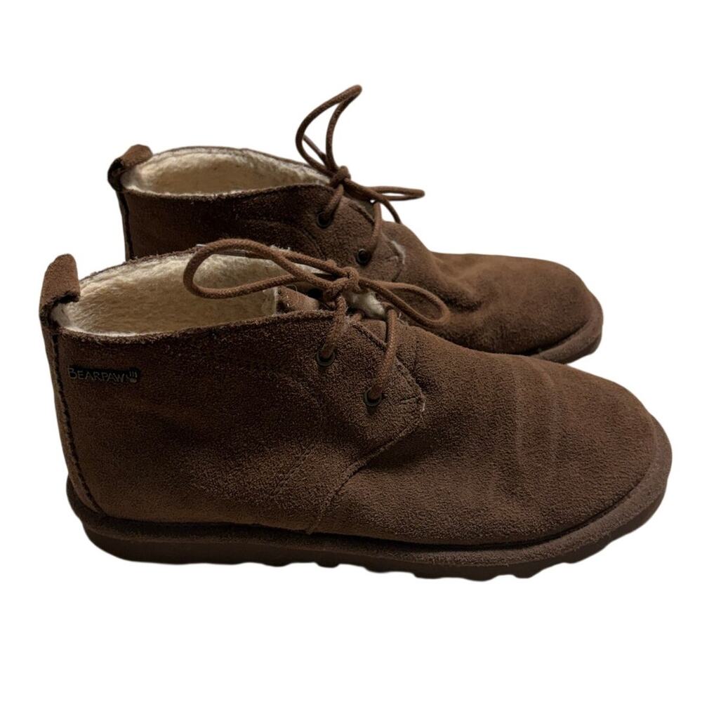 Bearpaw Skye Ankle Boots Women's 9 Brown Suede Wide Ankle Chukka Wool Lining